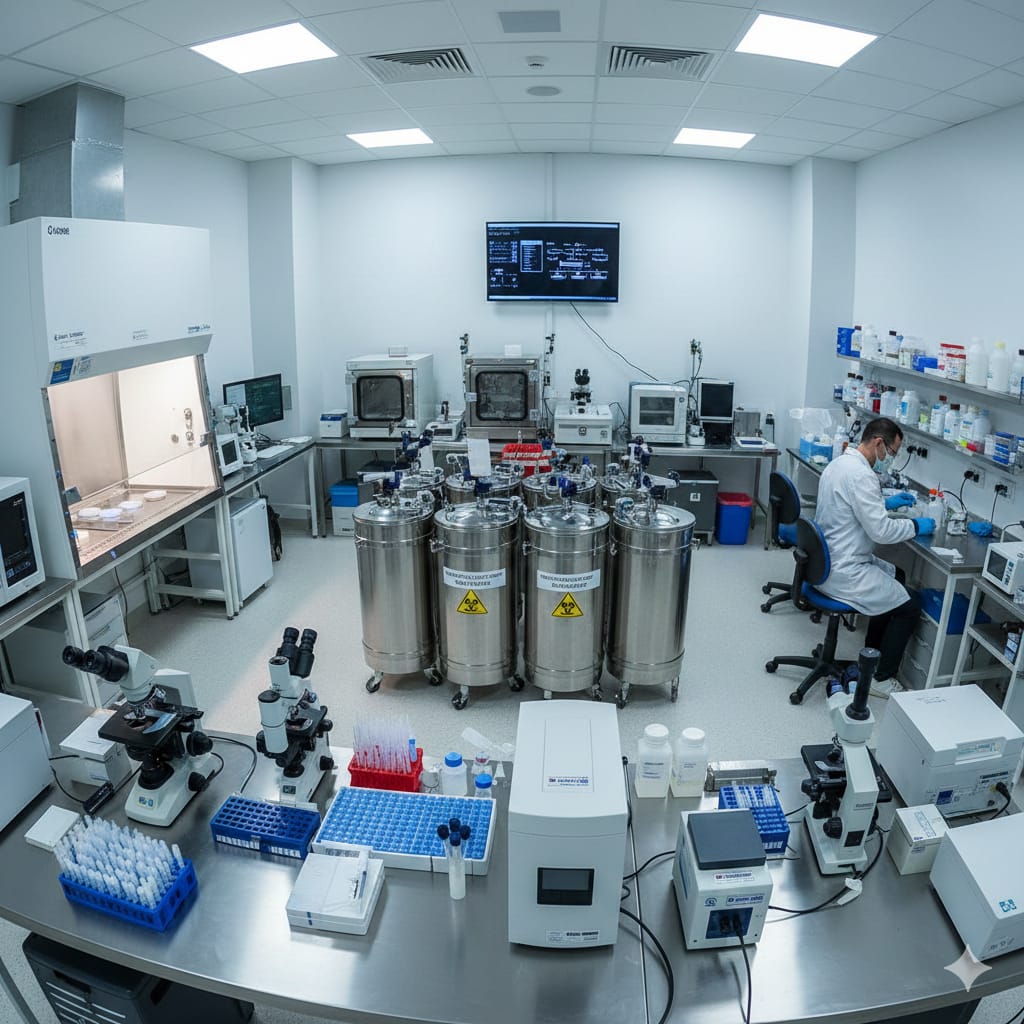 High-capacity cryo laboratory